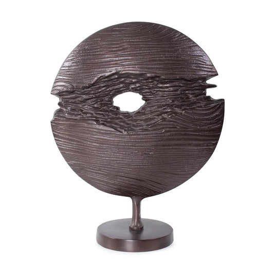 Berken Round Sculpture in a Bronze Finished Cast Aluminum