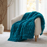 Soft Warm Ruched 50x60" Throw Blanket, Teal