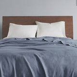 All-Season Egyptian Cotton Woven Bedding Blanket, Navy Blue