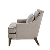 Velvet Lounge Chair with Included Lumbar Pillow, Grey *
