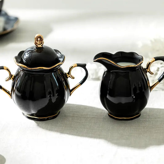 Grace Teaware Black Gold Sugar & Creamer Set