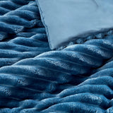 300GSM Fluffy Ribbed Plush Comforter Set,Blue