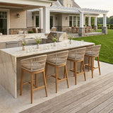 PURPLE LEAF Outdoor Bar Stools Counter Stools Rattan Bar Stools Chair with Backrest for Indoor or Outdoor, Kitchen lsland