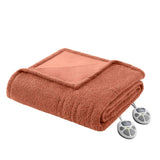 Buttery Soft Feel Faux Feathersoft Heated Blanket, Rust