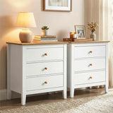 Wholesale Large 3 Drawer Nightstand with Solid Wood Knobs