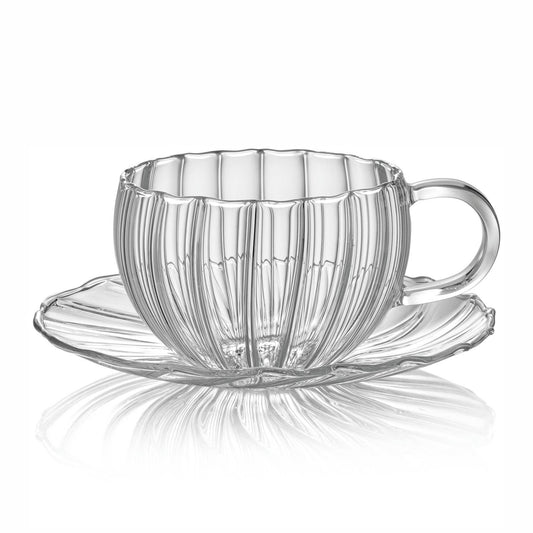 Sahara Clear Tea Cup & Saucer Set 2 Pcs
