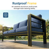 2-Piece Aluminum Outdoor Patio Sofa with Coffee Table
