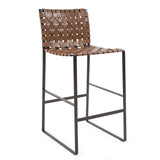 Irving Woven Leather Barstool