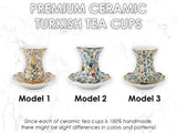 Handmade Turkish Tea Cups & Saucers with Gold Accent