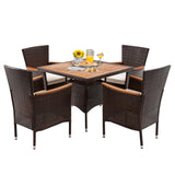 5 Piece Patio Wicker Dining Sets For 4, Rattan
