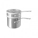 Mauviel Stainless Steel Bain Marie/Double Boiler With Lid, Cast Stainless Steel Handle, 1.8-Qt
