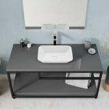 Innovio Series 18 in. L x 13 in. W Rectangular Bathroom Vessel Sink in Matte White Finish Glass with Chrome Pop-Up Drain