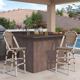 PURPLE LEAF French Counter Height Bar Height Stool Set of 2, Patio Bar Chairs with Back Rattan, French Bistro Set