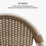 PURPLE LEAF French Counter Height Bar Height Stool Set of 2, Patio Bar Chairs with Back Rattan, French Bistro Set