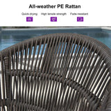 PURPLE LEAF Outdoor Bar Stools Rattan Bar Stools Counter Stools with Back and Cushions  for Patio, Garden, Kitchen