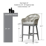 PURPLE LEAF Outdoor Bar Stools Rattan Bar Stools Counter Stools with Back and Cushions  for Patio, Garden, Kitchen