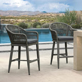 PURPLE LEAF Outdoor Bar Stools Rattan Bar Stools Counter Stools with Back and Cushions  for Patio, Garden, Kitchen