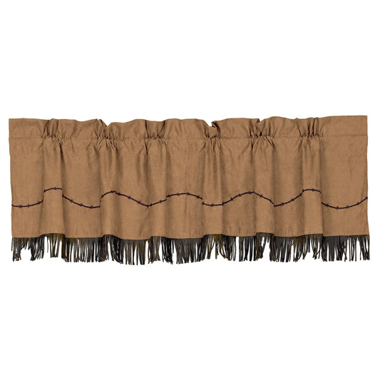 Barbwire Dark Tan Kitchen Valance w/ Fringe