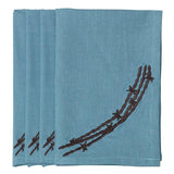 Barbwire 4PC Napkin, Turquoise, 2 MOQ