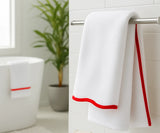 Bath Towel White - Red Border