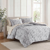 Modern Stripe Microfiber Comforter Set with Sheets, Grey
