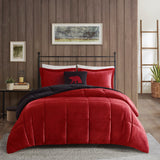 Plush To Sherpa Winter Comforter Set, Red