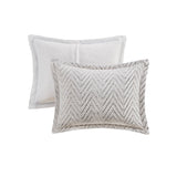 Chevron Faux Fur Comforter/Duvet Cover Set, Grey