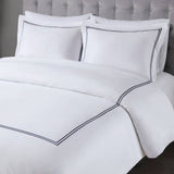 Cotton Sateen Luxury Comforter/Duvet Cover Set, Navy/White
