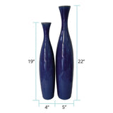 Cobalt Blue Glaze Ceramic Vases - Set of 2