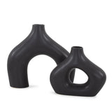 Beltram Black Modern Styled Ceramic Open Vase