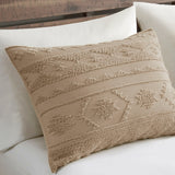 Chenille Tufted Jacquard Oversized Comforter Set, Tan