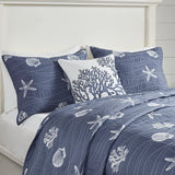Coastal Seaside Beach House Quilt Set, Blue