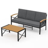 Patio Sofa with Cushions and Coffee Table