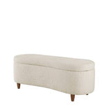 48"W Boucle Flip Top Storage Bench, Cream