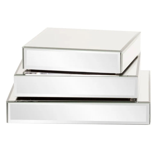 Square Mirrored Display Platforms - set of 3