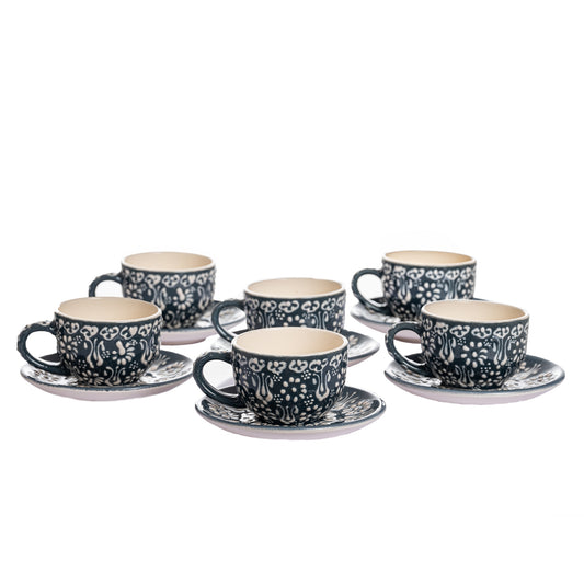Handmade Turkish Coffee Cup & Saucer – Grey