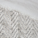Chevron Faux Fur Comforter/Duvet Cover Set, Grey