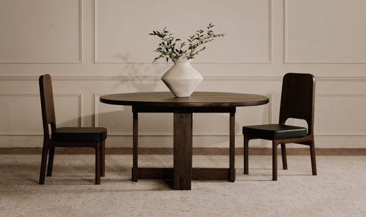 Kerr Dining Chair Walnut Stained Black Vegan Leather-Set Of Two
