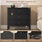 Large Fluted 3 Drawer Dresser, Modern Nightstand Cabinet