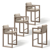 PURPLE LEAF Caesar Bar Stools Modern Aluminum Barstools with Stainless Removable Cushion for Kitchen Outside Island Backyard