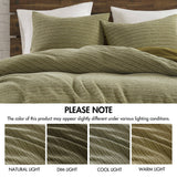 Stone-Washed Cotton Waffle Texture Duvet Cover, Green