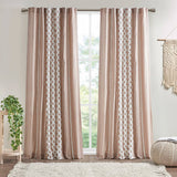 Cotton Printed Curtain Panel Chenille Stripe Lining, Blush