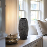 Chiseled Texture Black Iron Cylinder Vase- Large