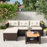 Wholesale 3-Piece Patio Furniture Set, PE Rattan Outdoor Sectional