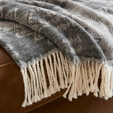Wholesale Jacquard Patterned Cotton Blend Throw, Grey Aztec