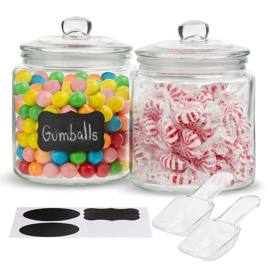 Kook Glass Storage Canisters with Lids, Set of 2
