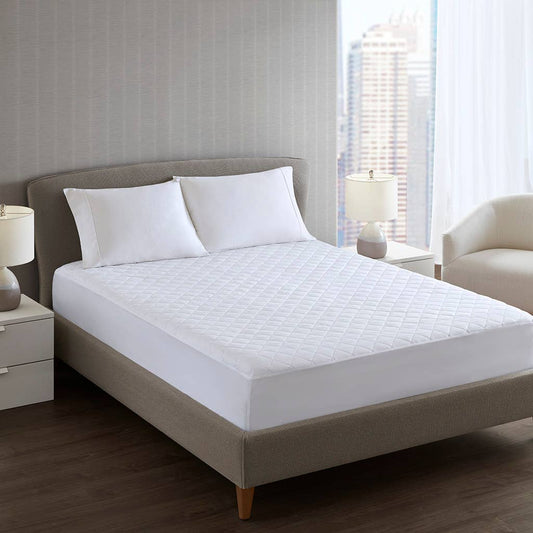 Diamond Quilted Microfiber Mattress Pad, Full, Queen
