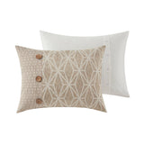 Button Accent Taupe Duvet Cover Set with Removable Insert
