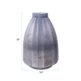 Cool Ice Blue Ribbed Vessel- Tall