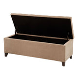 Button Tufted Upholstered Storage Bench, Sand Taupe *